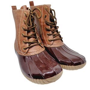 Yoki Winter Duck Boots Dylan 33 Womens Size 10 Plaid Lining Traction Sole Brown